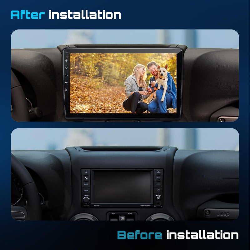 WonVon Upgraded 10" Car Radio Stereo for Jeep Wrangler JK 2007-2018 Dodge Ram 1500 2500 3500 Grand Cherokee, CarPlay/Android Auto/Android 13/2G+64G/GPS Navigation/Backup Camera,Built in Cooling Fan - Image 3
