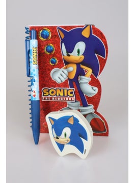 SONIC New Season Licensed Sonıc Hologram Memo Pad Versatile Tip Pen 0.7 mm and Special Design Eraser Set  - Image 1