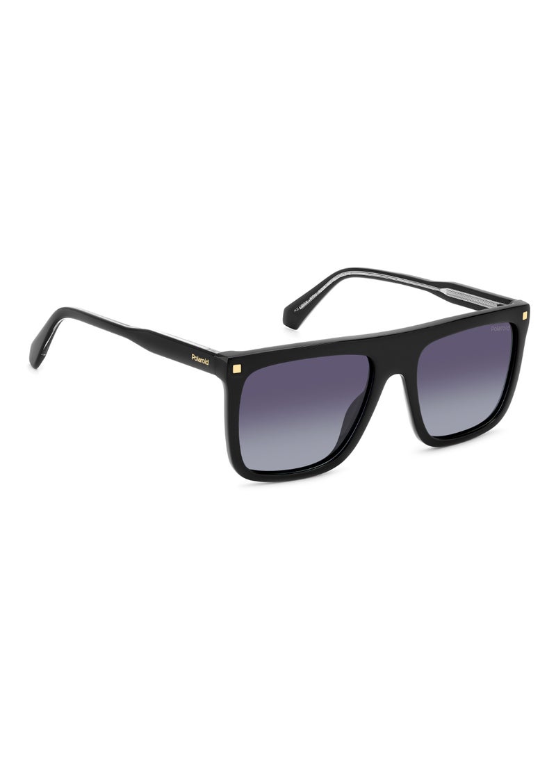 Polaroid Men's Polarized Rectangular Shape Acetate Sunglasses PLD 4166/S/X GREY 46 - Lens Size: 46.1 Mm - Black - Image 2