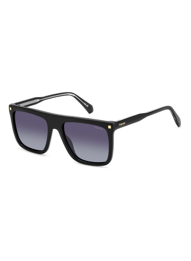 Polaroid Men's Polarized Rectangular Shape Acetate Sunglasses PLD 4166/S/X GREY 46 - Lens Size: 46.1 Mm - Black - Image 1