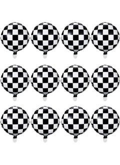 Atpata Funky Atpata Funky 18inch Round Checkered Foil Balloons for Chess Theme Racing Theme Biker Theme Birthday Event Party Decorations  - Image 2