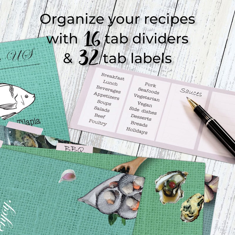 CraftSaints Recipe Binder 8.5X11  3 Ring Diy Cookbook Binder Kit 16 Dividers & 50 Sleeves & 32 Labels  Recipe Books Binder  Recipe Organizer Binder Kit  Recipe Binder With Plastic Sleeves  Recipe Book (Seafood) - Image 5