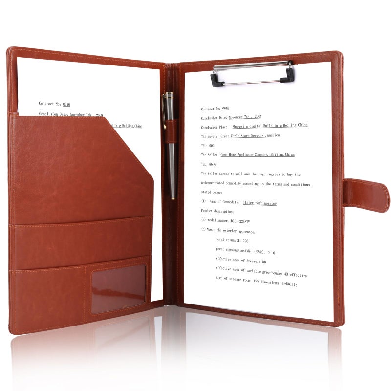 Tiankool Padfolio Portfolio Folder Binder -Faux Leather Portfolio Folder with Cover for A4 Notepad Holder, Business Portfolio for Resume, Legal Pad, Interview, Letter-size Padfolio for Women/Men,Brown - Image 1