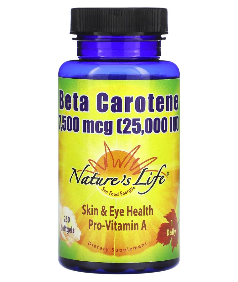 Nature's Life Beta Carotene 7500 mcg (25000 IU) 250 Softgels