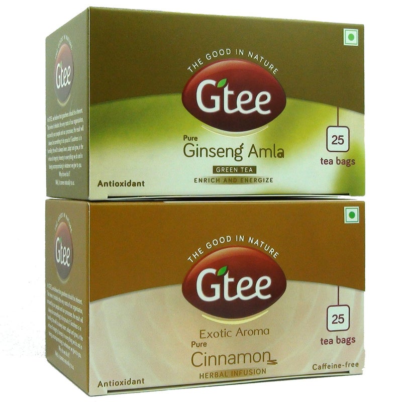 GTEE Green Tea Bags - Ginseng & Cinnamon Tea Bags, 25 Tea Bags (Pack of 2) - Image 3