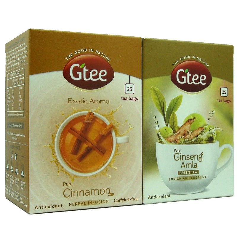 GTEE Green Tea Bags - Ginseng & Cinnamon Tea Bags, 25 Tea Bags (Pack of 2) - Image 2
