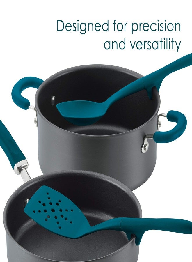 راتشل راي مجموعة أدوات الطبخ من رايتشل راي: ملعقة تقليب وملعقة كشط مرنة - قطعتان، لون أزرق مخضر - Image 4