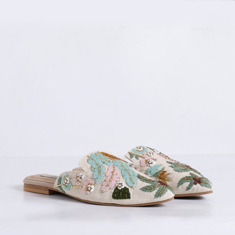 Crystalicious Amelia Daily Wear Women Flats Hand-Embroidered Cotton Canvas Fabric, 100% Animal-Free Material - Image 3