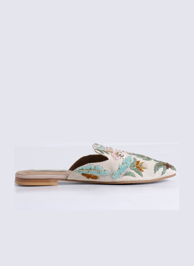 Crystalicious Amelia Daily Wear Women Flats Hand-Embroidered Cotton Canvas Fabric, 100% Animal-Free Material - Image 1