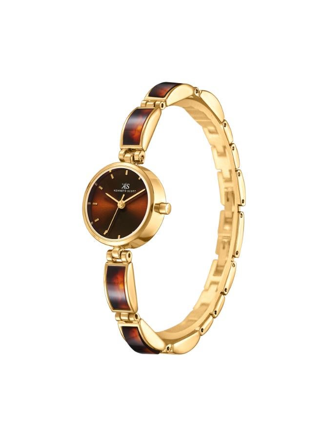 كينيث سكوت ساعة يد نسائية من خليط معدني وأسيتات بلاستيك بعقارب - Image 2