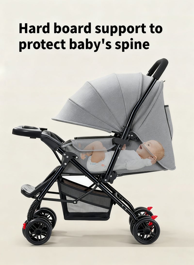 Jourvent Lightweight Baby Stroller with Reclining Seat - Compact Foldable Travel Pram for Infants & Toddlers, UV 50+ Canopy, Adjustable Footrest & Storage - Image 5