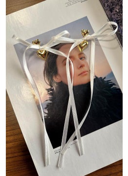 Bahels Gold Heart Bow Earrings  - Image 2
