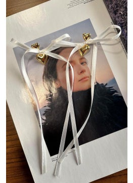Bahels Gold Heart Bow Earrings  - Image 3