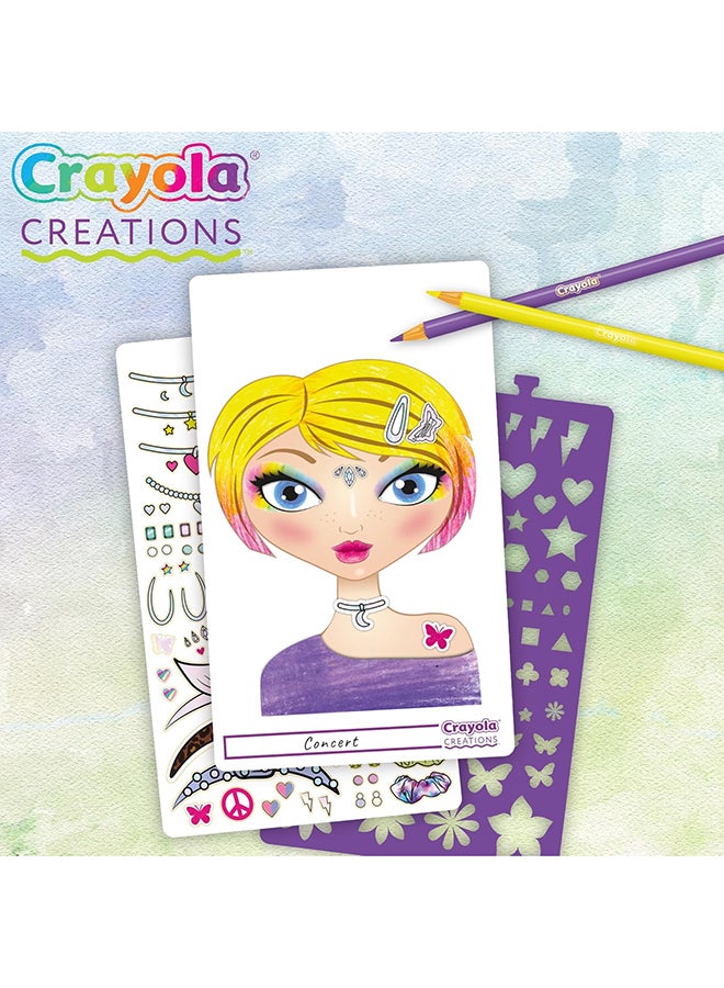 Crayola Creations CompaCountMake-Up Artist Sketch Set | includes tutorial pages with beauty and makeup secrets and many pages of sketches |  trendy makeup and hairstyle tests and always find new fashion combinations | Ages 6+ - Image 4