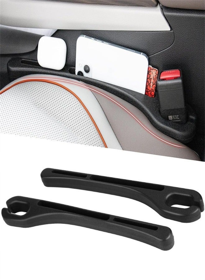 Car Seat Gap Filler, 2 Pack Car Gap Filler Prevents Things from Falling Out with Seat Belt Holes, Auto Crevice Blockers Fill Gap in Between Seat and Console, Universal for Most Cars, Trucks and, Black - Image 1