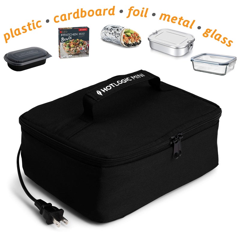 HOTLOGIC Mini Portable Electric Lunch Box Food Heater with Glass Container - Food Warmer and Heated Lunch Box for Adults Car/Home - Cook, Reheat, and Keep Your Food Warm - BLACK - 120V - Image 4