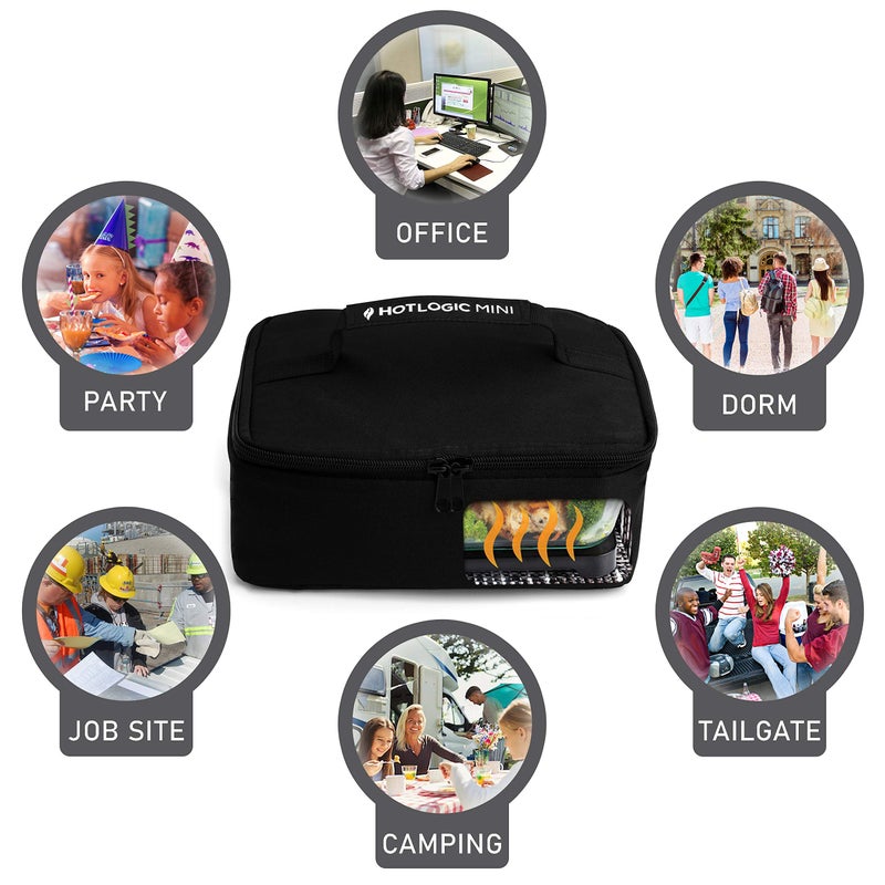 HOTLOGIC Mini Portable Electric Lunch Box Food Heater with Glass Container - Food Warmer and Heated Lunch Box for Adults Car/Home - Cook, Reheat, and Keep Your Food Warm - BLACK - 120V - Image 2