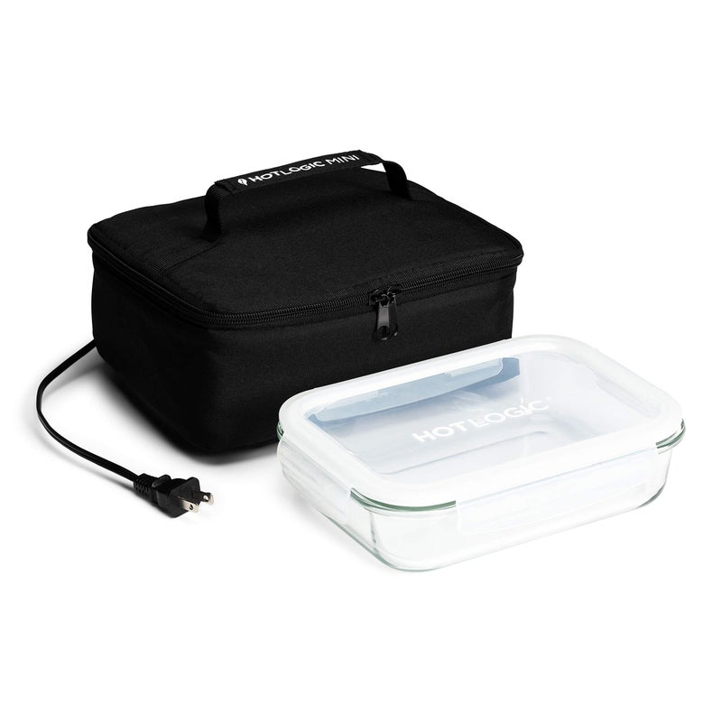 HOTLOGIC Mini Portable Electric Lunch Box Food Heater with Glass Container - Food Warmer and Heated Lunch Box for Adults Car/Home - Cook, Reheat, and Keep Your Food Warm - BLACK - 120V - Image 1