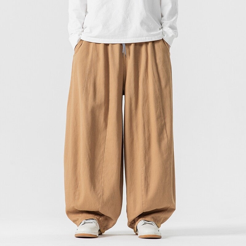 2025 Plus Size Japanese Workwear Casual Pants Retro Korean Wide Solid Color Loose Wide Leg Pants Hong Kong Style Neutral - Image 1