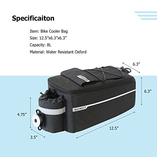 RAYMACE Bike Rear Rack Bag with Tail Light, Bike Truck Cooler Bag for Warm or Cold Items - Image 4