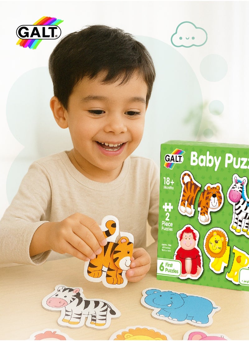 Galt Toys - Jungle Baby Puzzles | 6 Animal Themed 2-Piece Puzzles | Chunky Pieces | 13x15cm | Fun & Engaging | Ideal for 18+ Months - Image 1