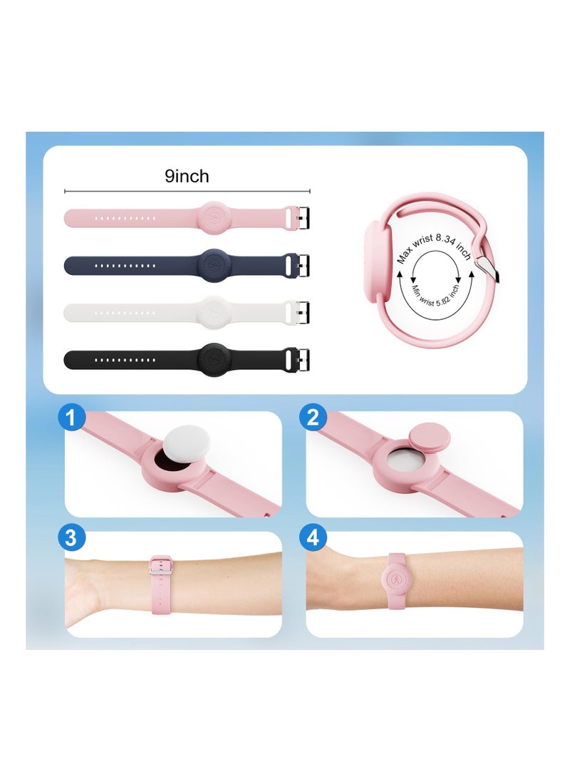 Generic - 4 Pack Waterproof AirTag Bracelet for Kids Soft Silicone Hidden Air tag Wristband Lightweight Band for Apple AirTag Full Body Protective Watch Band for Child - Image 1
