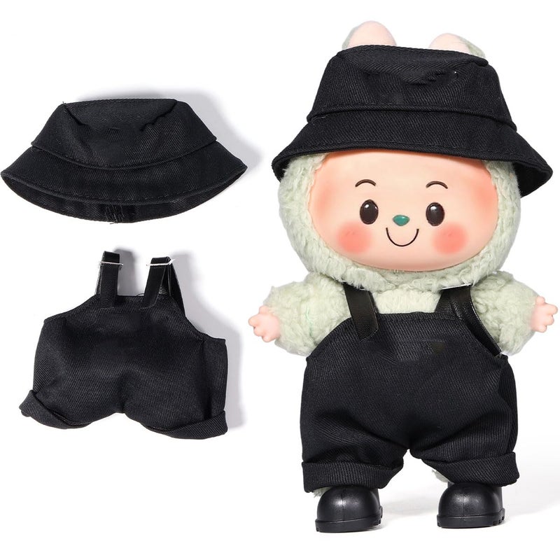 AICase for 17cm Doll ClothesOutfitClothes Set for 17cm Doll2 Piece Set Hat ClothingBoys and Girls Stylish Adorable Dolls Clothes Accessories_Black - Image 2