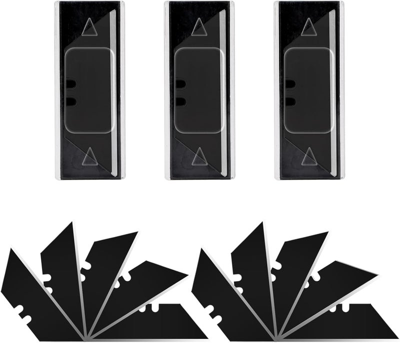 Vickay 30 Pack Utility Knife Blades, SK2 Steel Heavy Duty Box Cutter Replacement Blades with Plastic Case, Standard Size Razor Blades for Most Standard Utility Knives (Black) - Image 1