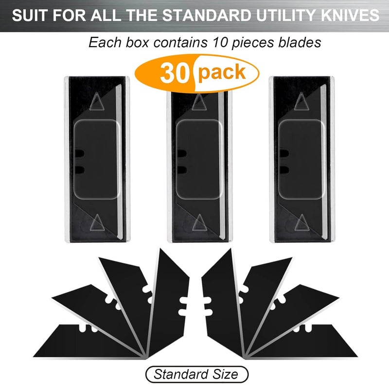 Vickay 30 Pack Utility Knife Blades, SK2 Steel Heavy Duty Box Cutter Replacement Blades with Plastic Case, Standard Size Razor Blades for Most Standard Utility Knives (Black) - Image 2