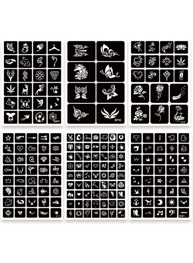 Reusable Henna Tattoo Stencil Kit 20 Sheets for Face Hand Body Art with Butterfly Flower Tribal and Egyptian Designs Black - Image 3