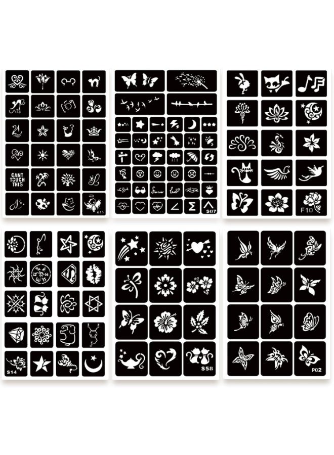 Reusable Henna Tattoo Stencil Kit 20 Sheets for Face Hand Body Art with Butterfly Flower Tribal and Egyptian Designs Black - Image 2