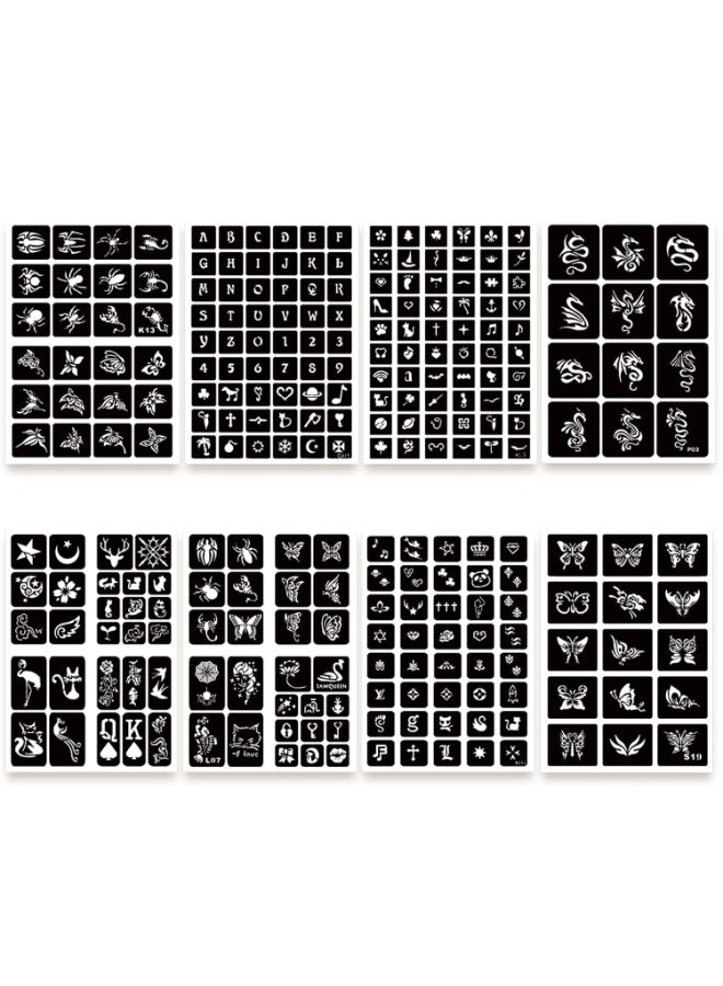 Reusable Henna Tattoo Stencil Kit 20 Sheets for Face Hand Body Art with Butterfly Flower Tribal and Egyptian Designs Black - Image 4