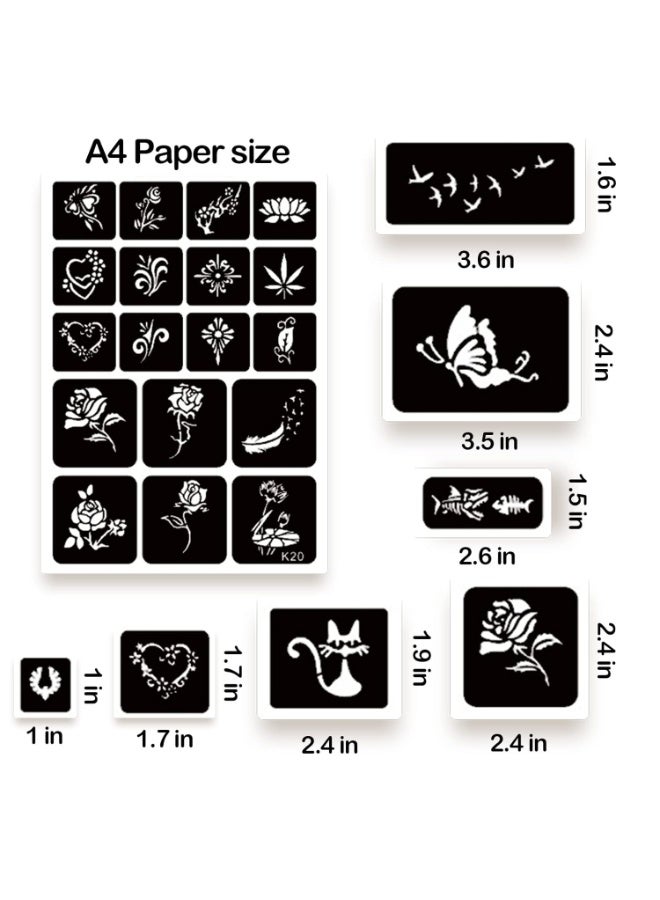 Reusable Henna Tattoo Stencil Kit 20 Sheets for Face Hand Body Art with Butterfly Flower Tribal and Egyptian Designs Black - Image 5