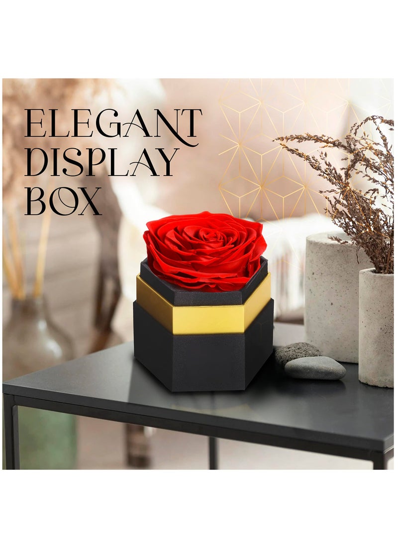 Excefore Hexagon Single Forever Red Rose Box, Preserved Roses in a Box, Immortal Roses in a Box That Last A Year, Eternal Rose Preserved Flowers for Delivery Prime Mothers Day  - Image 5