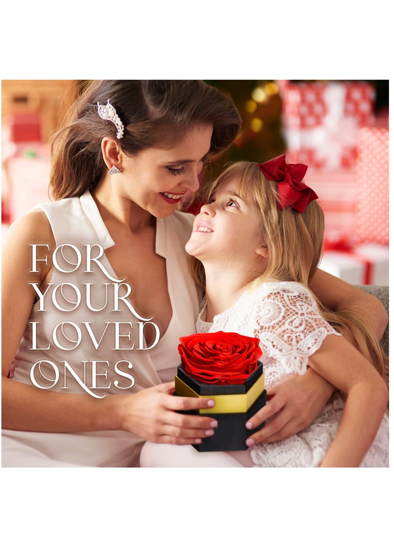 Excefore Hexagon Single Forever Red Rose Box, Preserved Roses in a Box, Immortal Roses in a Box That Last A Year, Eternal Rose Preserved Flowers for Delivery Prime Mothers Day  - Image 3