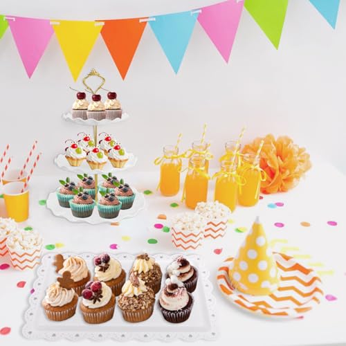 NAXIHOPT 5 Pcs Dessert Table Display Set, White Plastic 2 Pcs Round 3 Tier Cupcake Stand Cup Cake Tower Stand with Metal Rod & 3 Pcs Serving Tray for Baby Shower, Tea Party, Wedding, Birthday Party - Image 5