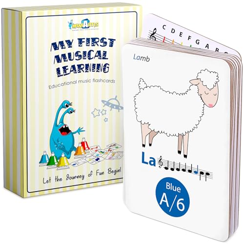 MINIARTIS Musical Flash Cards for Kids Learning Notes Reading Educational Color Coded Music Note Theory Flashcards for Beginning Students Large Size Cards - Image 1