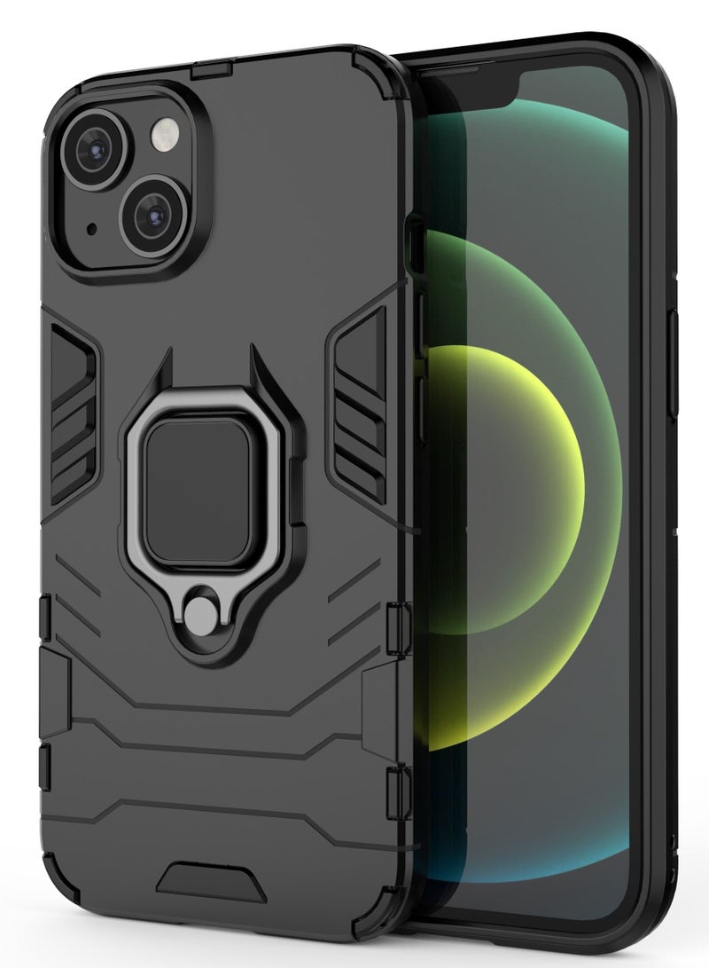 Black Protective Case Cover With Finger Ring Holder For iPhone - Image 1