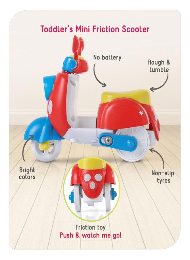 SHUDAUSHI® Friction Powered Toy Cars Pull Along Toys for Kids, Car Toys, Scooter for Kids Birthday Gift Toys for Toddler Pull Back Toys for Kids New Born Baby Toys (Scooter & Helicopter) - Image 2