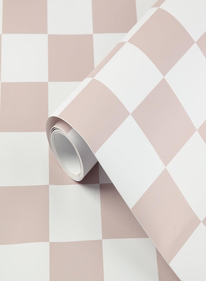 Drydiet ورق جدران Drydiet Retro Checkered Peel and Stick Funky 70s Removeable Vintage Decorative Wallpaper Checkerboard Decor for Bathroom Cabinet (بني فاتح، 9.8 قدم × 15.75 بوصة) - Image 2