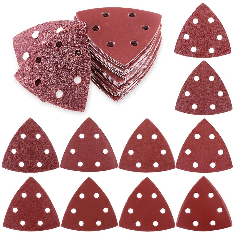 Glarks 50Pieces 90mm 35 Inch Triangle Mouse Detail Sander Sandpaper Sanding Paper Hook and Loop Assorted 4060801201802404006008001000 Grits for Random Orbital Sander6 Holes