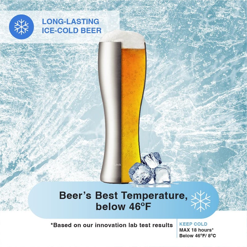 LocknLock Beer Tumbler Stainless Steel Double Wall Insulated, 19oz/560ml, Silver - Image 2