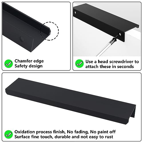 HANIHUA 30 Pack Modern Kitchen Cabinet Handles Black Finger Pulls for Cabinets 59inch150mm Length Matte Black Edge Cabinet Pulls Drawer Tabs Pull Hardware Concealed Tab Handle - Image 3
