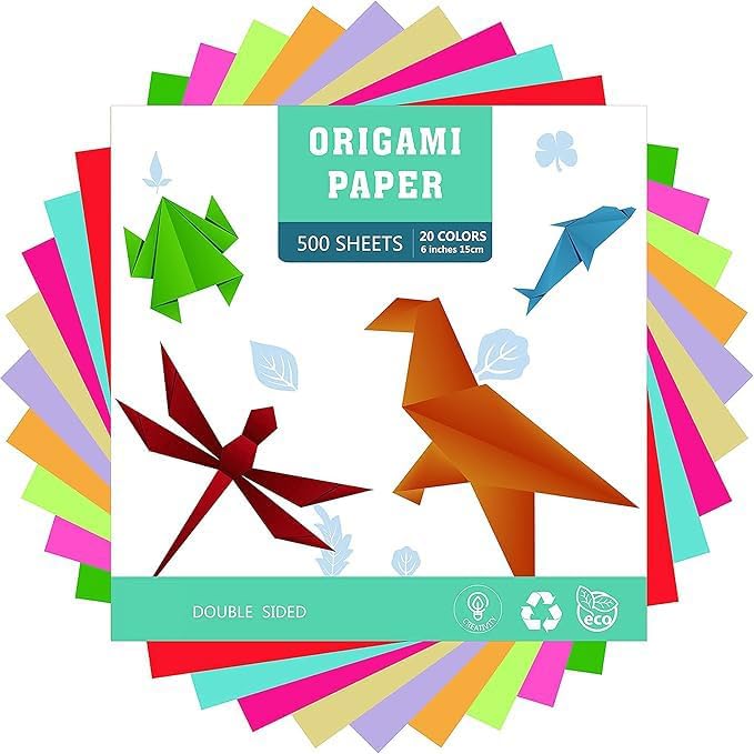 BUBU Origami Paper 6 Inches Square 500 Sheets 20 Vivid Colors Double Sided for DIY Creation,Gifts Ideal , Arts and Crafts Projects - Image 4