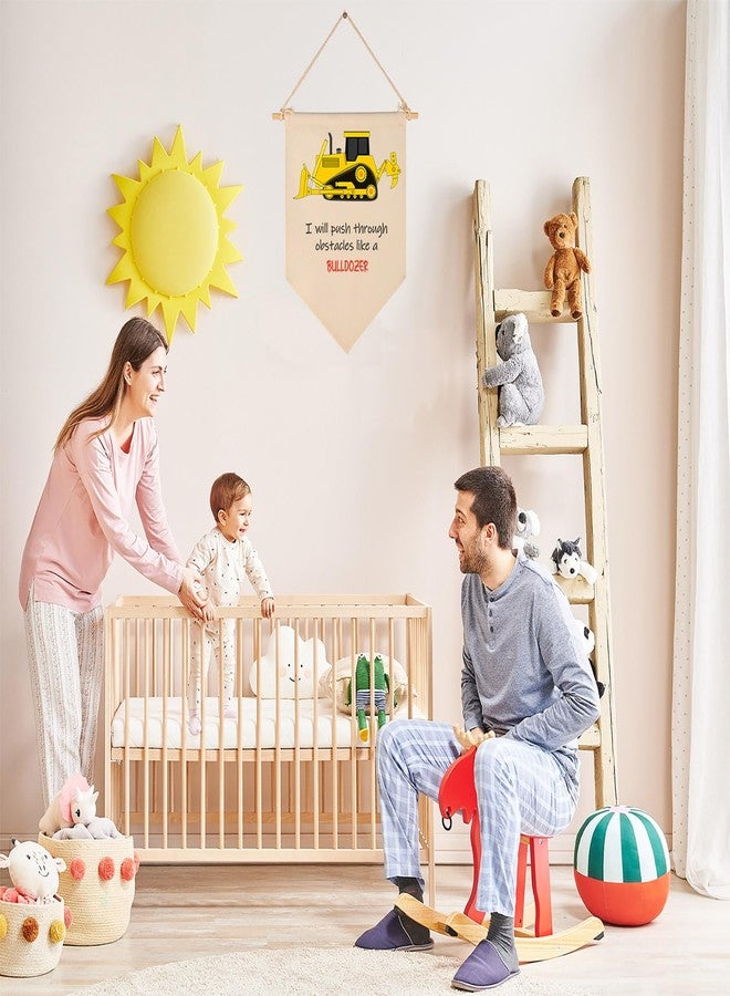 لوحة جدارية لمركبات البناء والنقل - عبارات إيجابية للأولاد - هدية ديكور علم للأطفال حديثي الولادة - لافتة جدارية على شكل راية هدية لغرفة الأطفال أو غرفة النوم أو غرفة اللعب - جرافة - Image 3