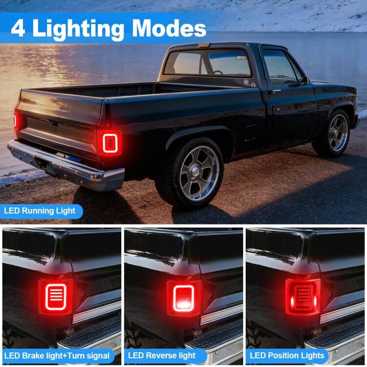 SHINEFIT Multifunctional Tail Lights with DRL Turn signal Reserving Lights Replacement for 1973-1991 Silverado C/K Trucks Tahoe Suburban K5 Blazer - Image 2