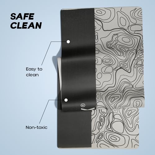 Konex 6mm Premium Printed TPE Yoga Mat with Carry Bag for Men & Women | Water resistant & Anti Slip Exercise Mat for Home Workouts, Gym & Outdoor Activities (Black & Grey) - Image 3