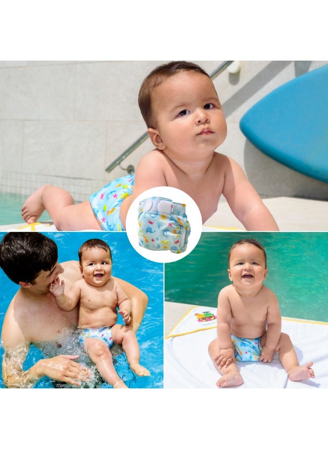 FREDS SWIM ACADEMY Freds Baby Reusable Blue Swim Diapers (20lb-23lb) a Pool & Beach Essential  - Image 2