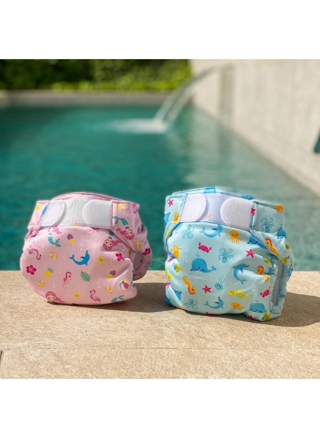 FREDS SWIM ACADEMY Freds Baby Reusable Blue Swim Diapers (20lb-23lb) a Pool & Beach Essential  - Image 5