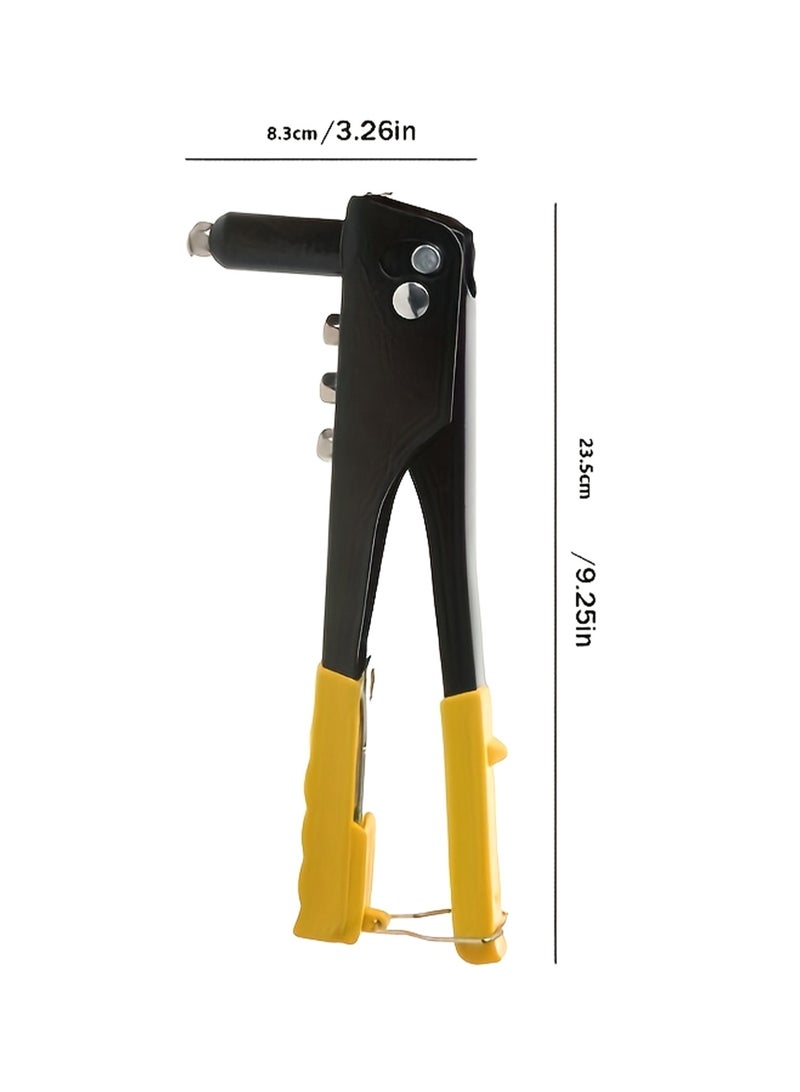 LOOPITYS Heavy duty manual rivet gun (equipped with 100 aluminum rivets), professional manual rivet gun Heavy metal rivet gun 9.25-inch rivet gun kit Detachable and labor-saving maintenance manual tool kit - Image 3